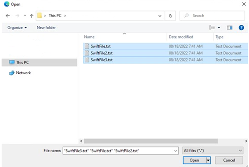 Users are able to select multiple files to be uploaded. 